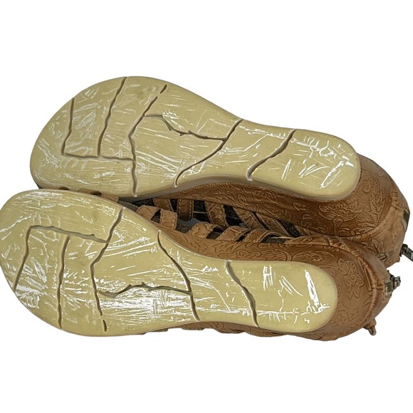 OTBT Brown Nomadic Summer Gladiator Wedge Heel Lace Up Strappy Sandals US 8.5 - Picture 6 of 9